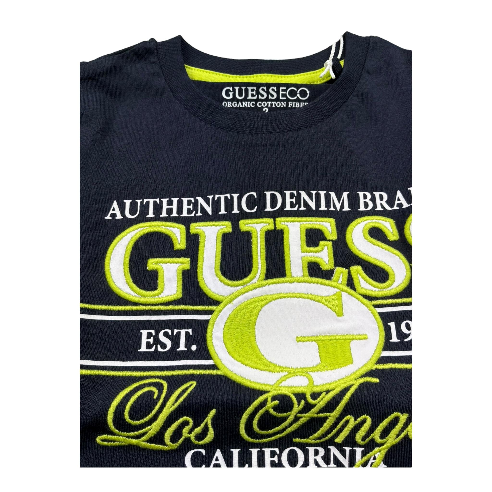 Guess T-Shirt Girocollo Tinta Unita con Stampe per Neonato N5RI23K8HM4NX BLU GUESS 