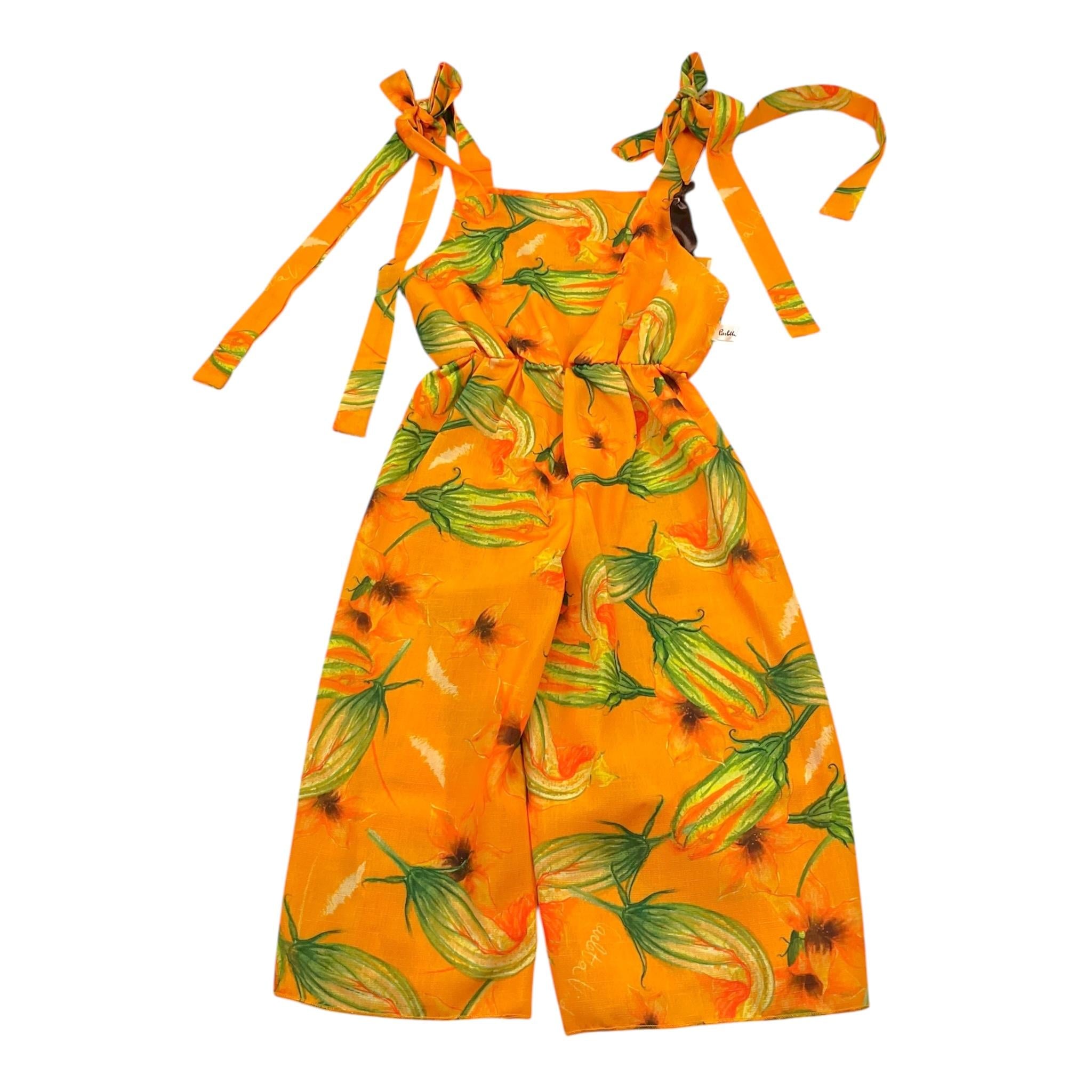 Carlotta Vindice Tuta Tinta Unita con Fantasia Fiori per Bambina PBS2 ARANCIONE CARLOTTA VINDICE 