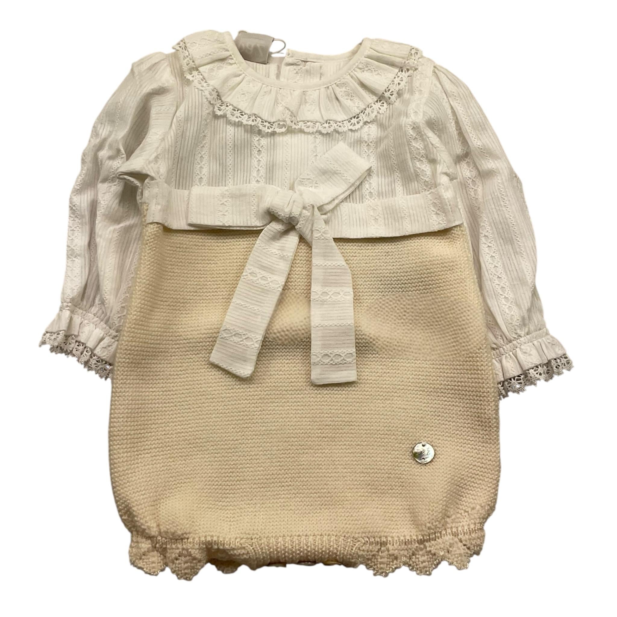 PAZ RODRIGUEZ pagliaccetto manica lunga bicolore Panna per Neonata 0051110722 PANNA PAZ RODRIGUEZ 