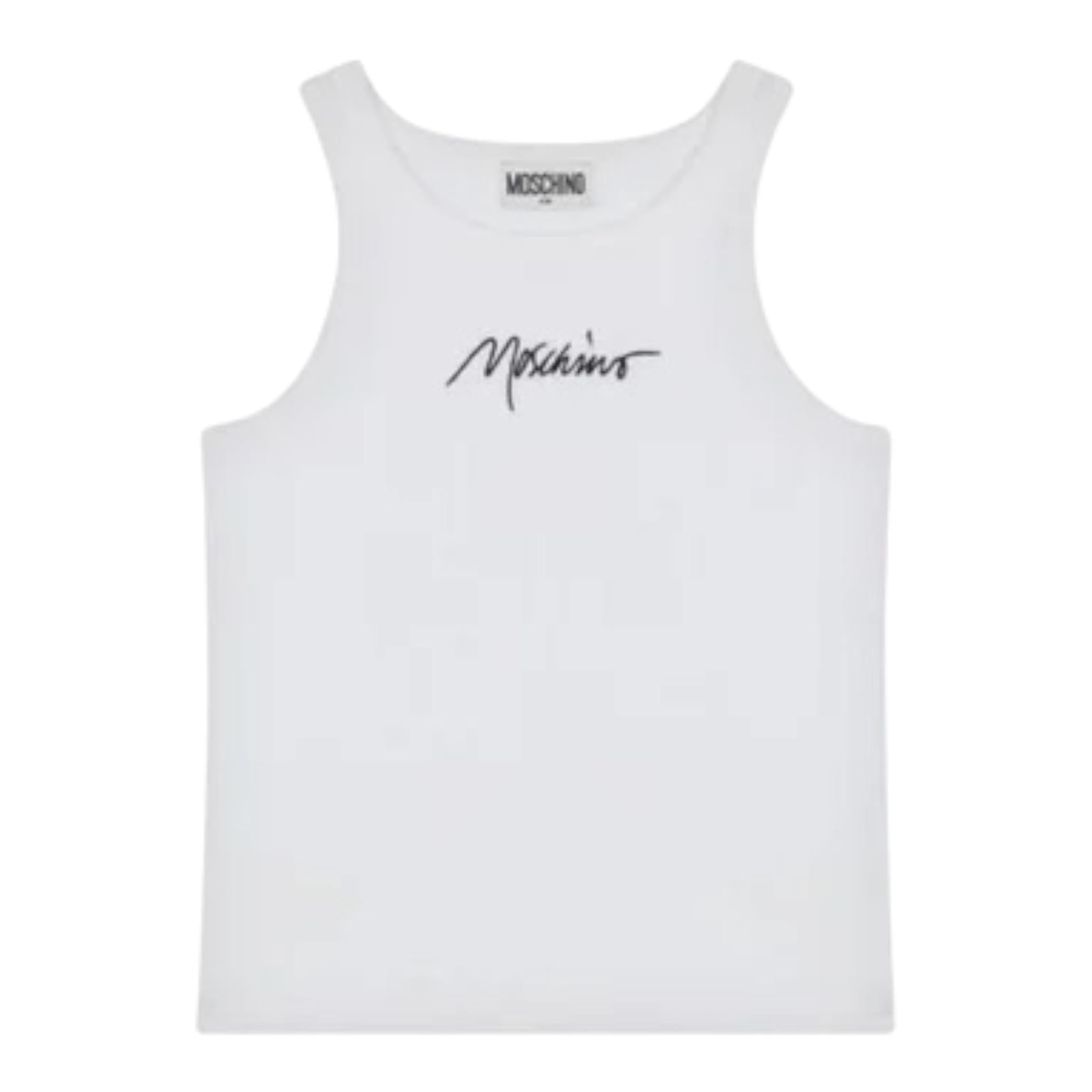 Moschino Canotta Tinta Unita A Costine per Bambina HDM06M BIANCO MOSCHINO 