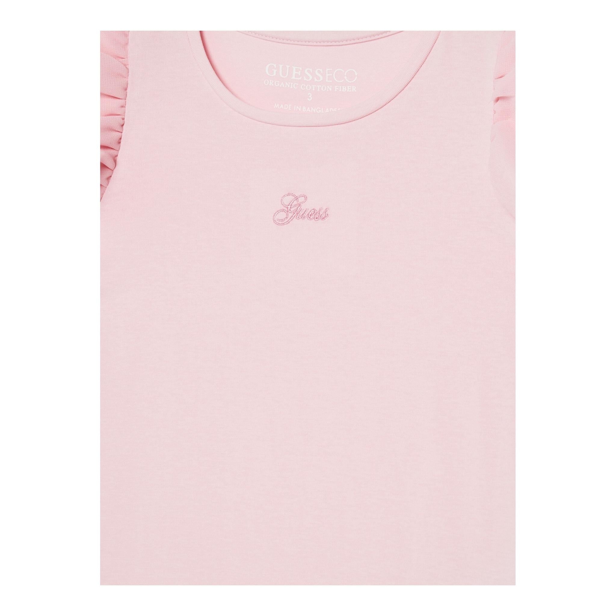 Guess T-Shirt Tinta Unita con Tulle per Neonata K5RI22K6YW4N ROSA GUESS 