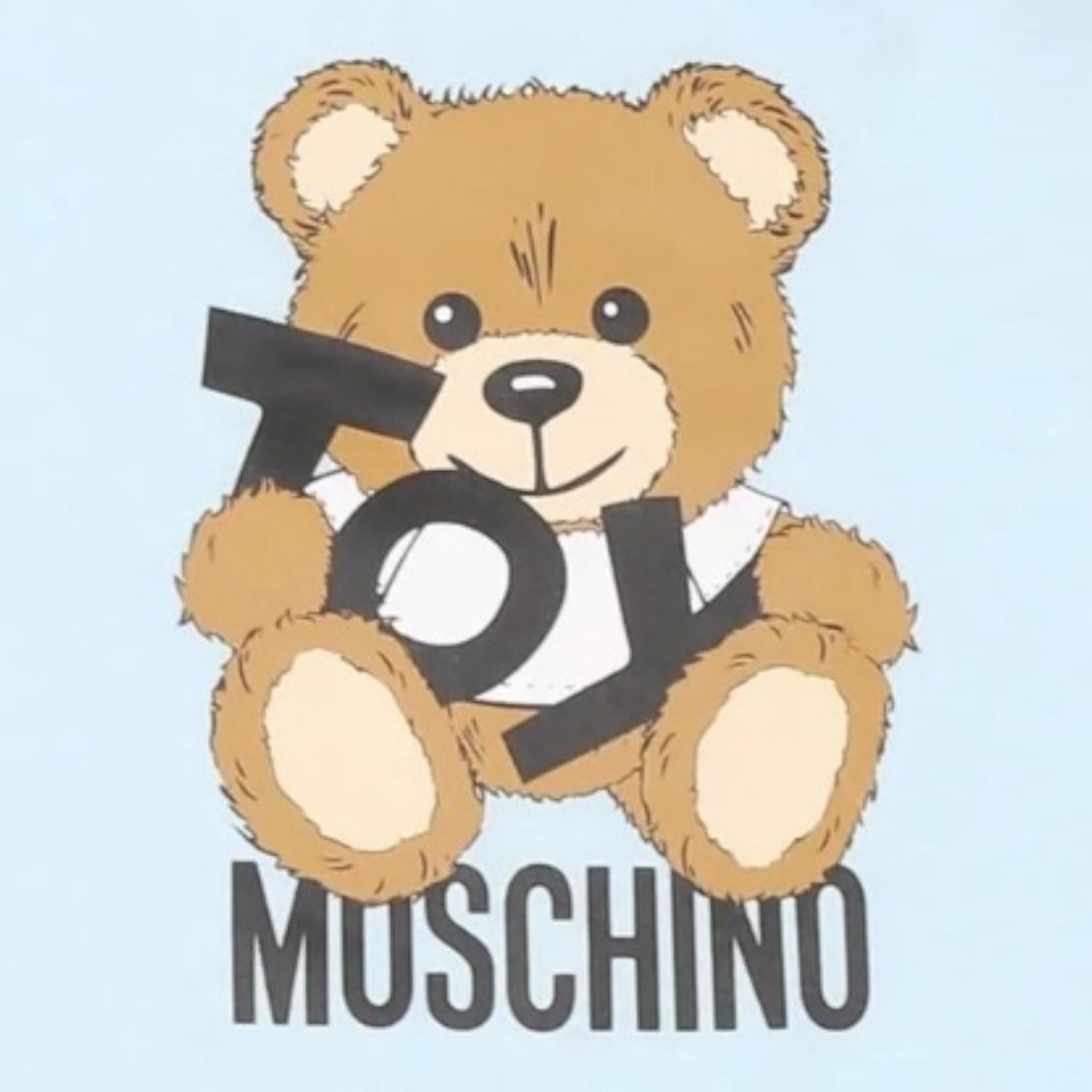 Moschino Pagliaccetto Tinta Unita con Stampa per Neonato MUT049M AZZURRO MOSCHINO 