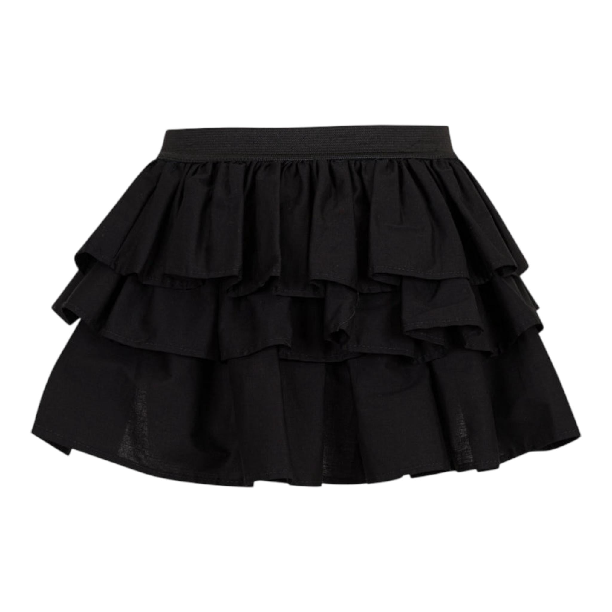 Dou Dou Gonna Tinta Unita con Balze E Elastico In Vita per Bambina DW7A61 NERO DOU DOU 