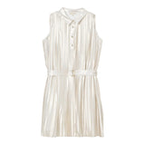 Michael Kors Abito Giromanica Tinta Unita con Bottoni per Bambina R30349 BEIGE MICHAEL KORS 
