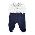 Marlu' Tutina Tinta Unita con Fantasia A Righe per Neonato ES5514 BIANCO MARLU' 