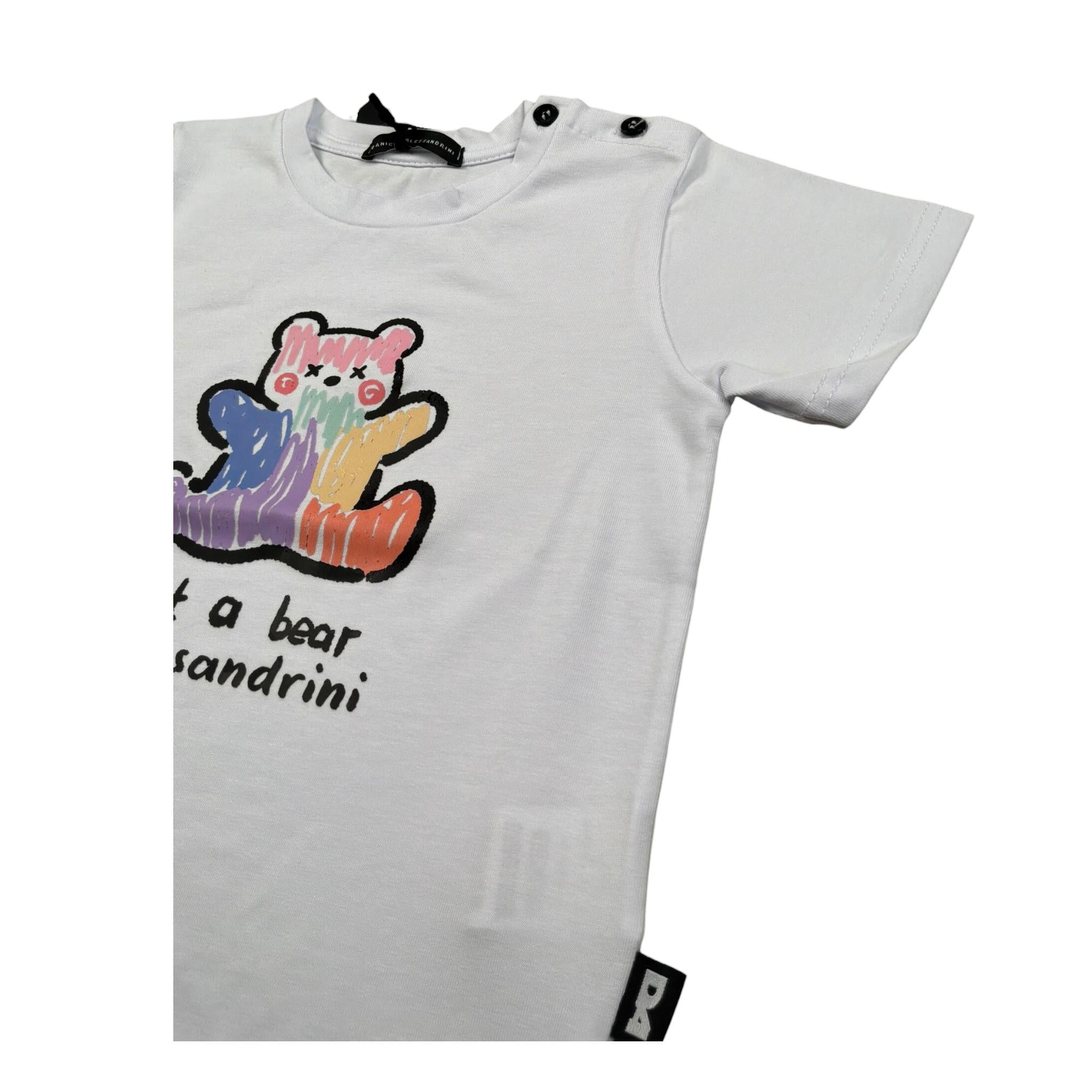 Daniele Alessandrini T-Shirt Girocollo Tinta Unita con Stampa per Neonato 1296M00261X BIANCO DANIELE ALESSANDRINI 