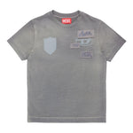 DIESEL t-shirt girocollo tinta unita con applicazioni Grigio per Bambino J01963 GRIGIO DIESEL 