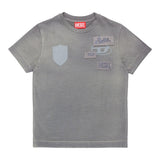 DIESEL t-shirt girocollo tinta unita con applicazioni Grigio per Bambino J01963 GRIGIO DIESEL 