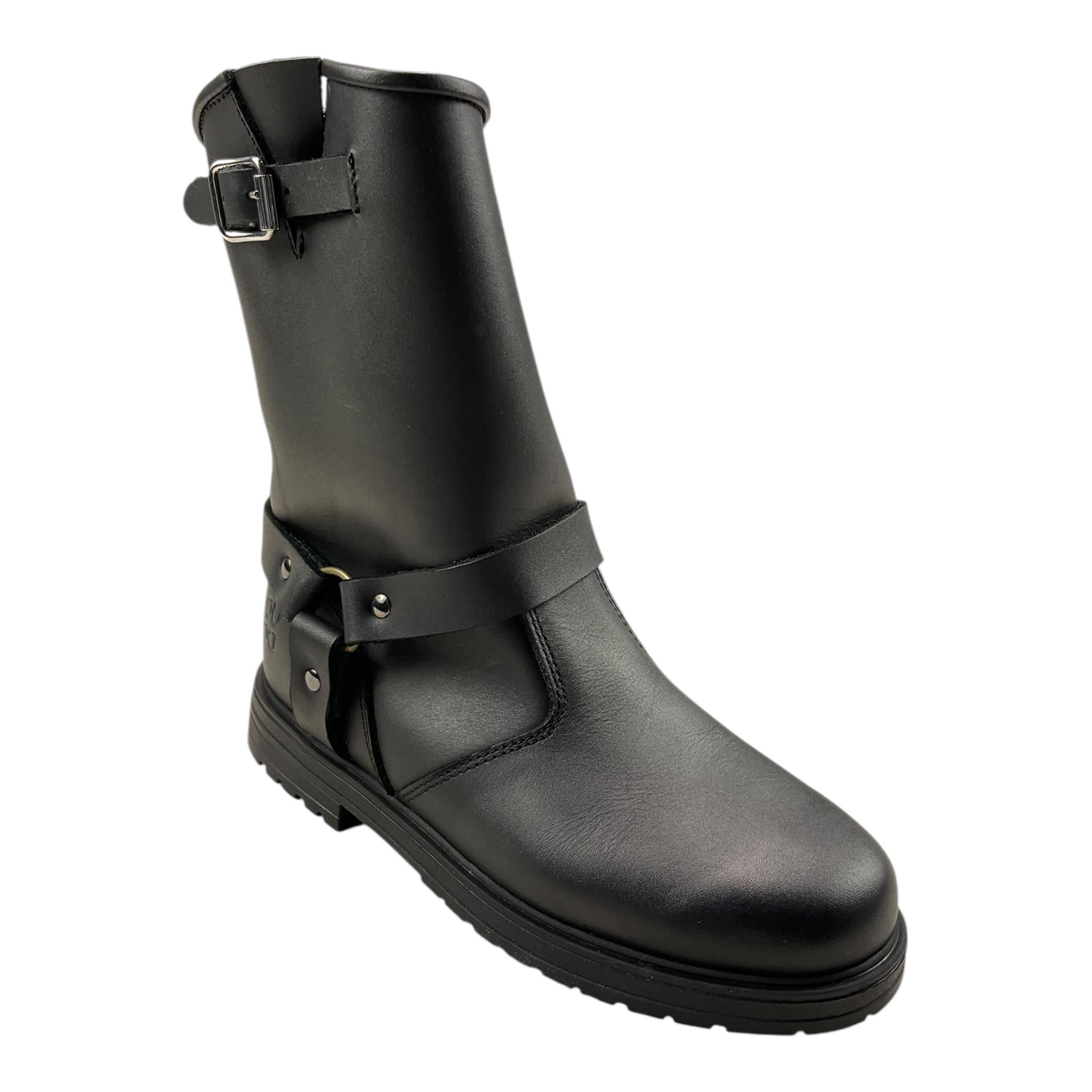 DOU DOU stivale in ecopelle tinta unita con fibia Nero per Bambina BIKE435 NERO DOU DOU 