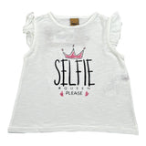 Please T-Shirt Girocollo tinta unita con Stampa Bianco per Neonata MO04030G BIANCO PLEASE 