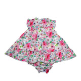 Mini Banda Set Abito-Coulotte Tinta Unita con Stampa per Neonata 3B784X BIANCO MINI BANDA 