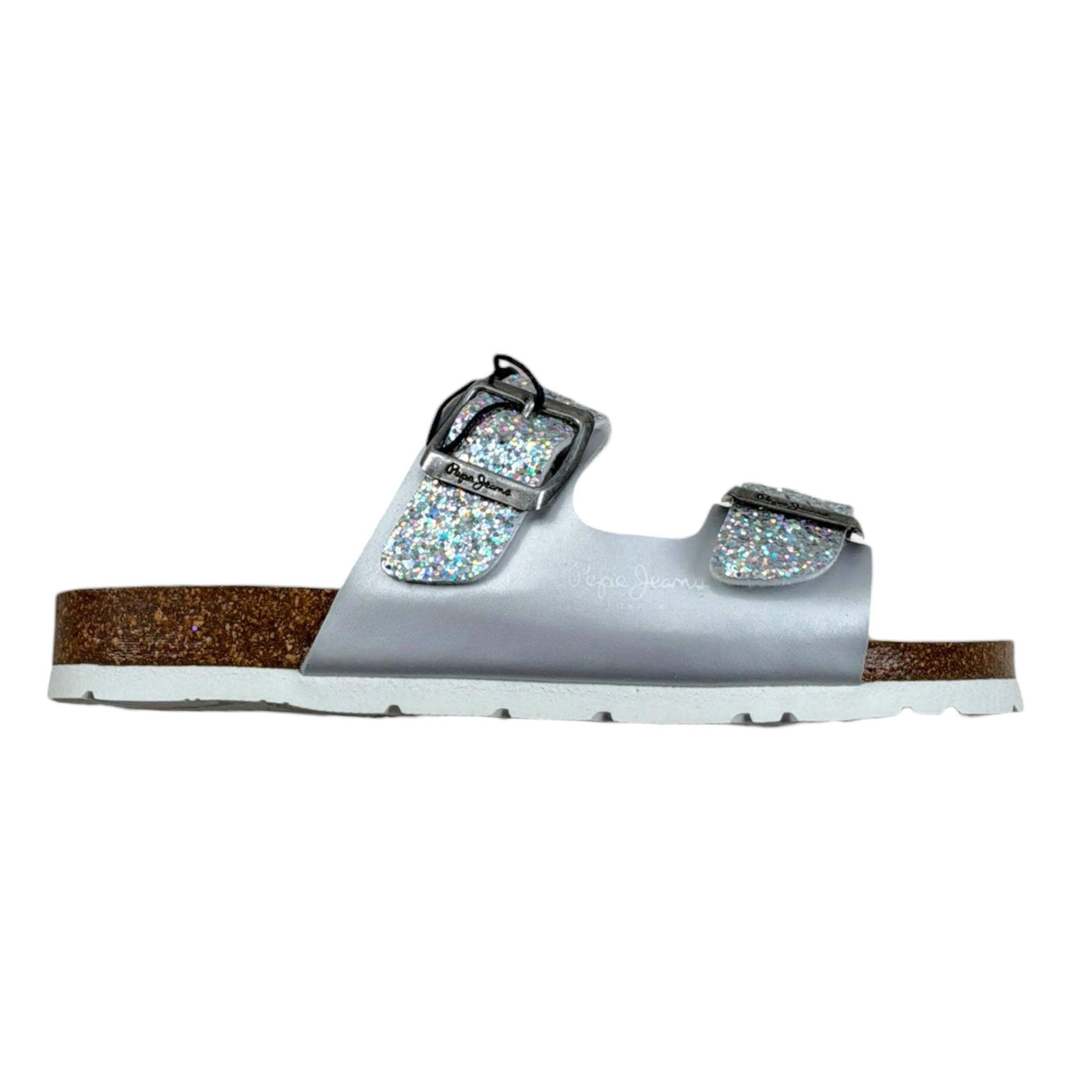 Pepe Feamo Ciabatta Tinta Unita con Paillettes per Bambina PGS80007 ARGENTO PEPE FEAMO 