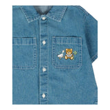 Moschino Camicia In Denim Tinta Unita Mezza Manica per Bambina MUC01FJ BLU MOSCHINO 