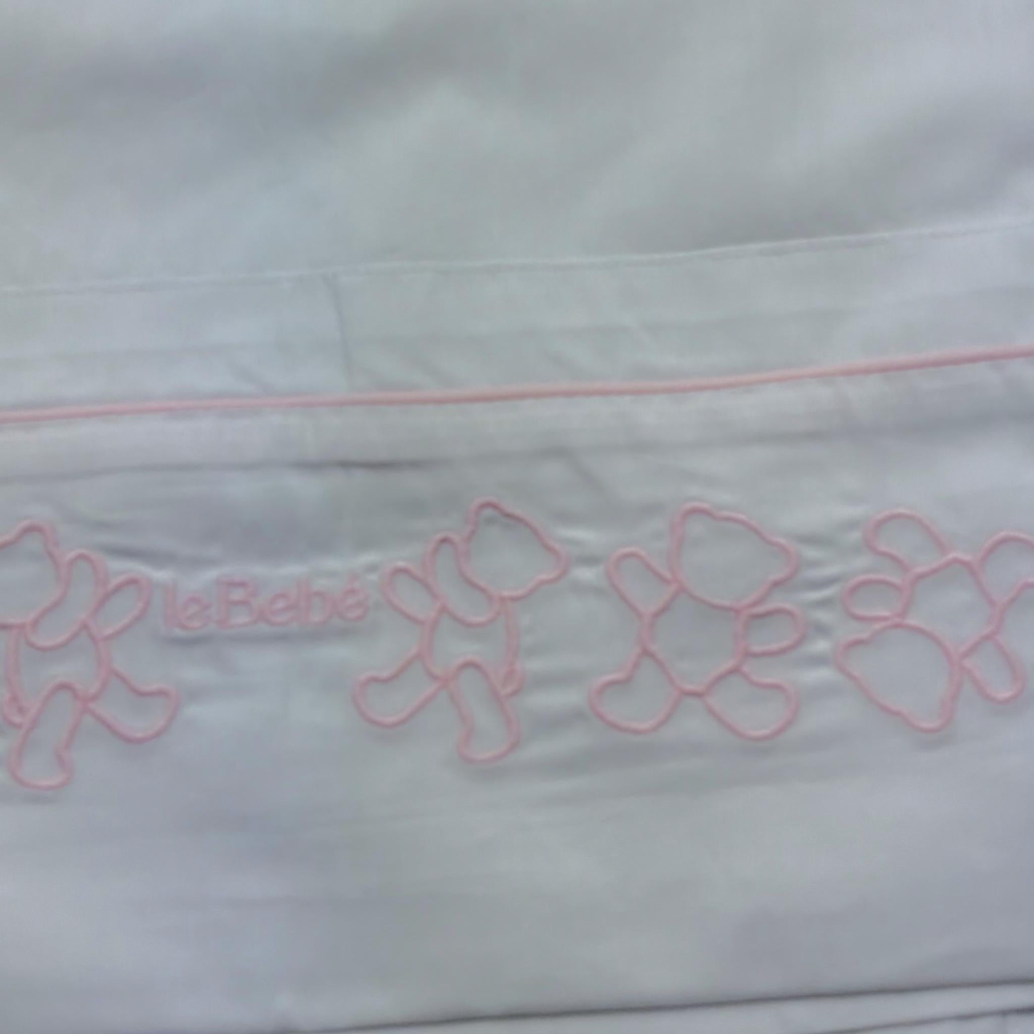 Le Bebe' Lenzuola Set 3 Pezzi Tinta Unita con Stampa per Neonata LBG6296 BIANCO LE BEBE' 