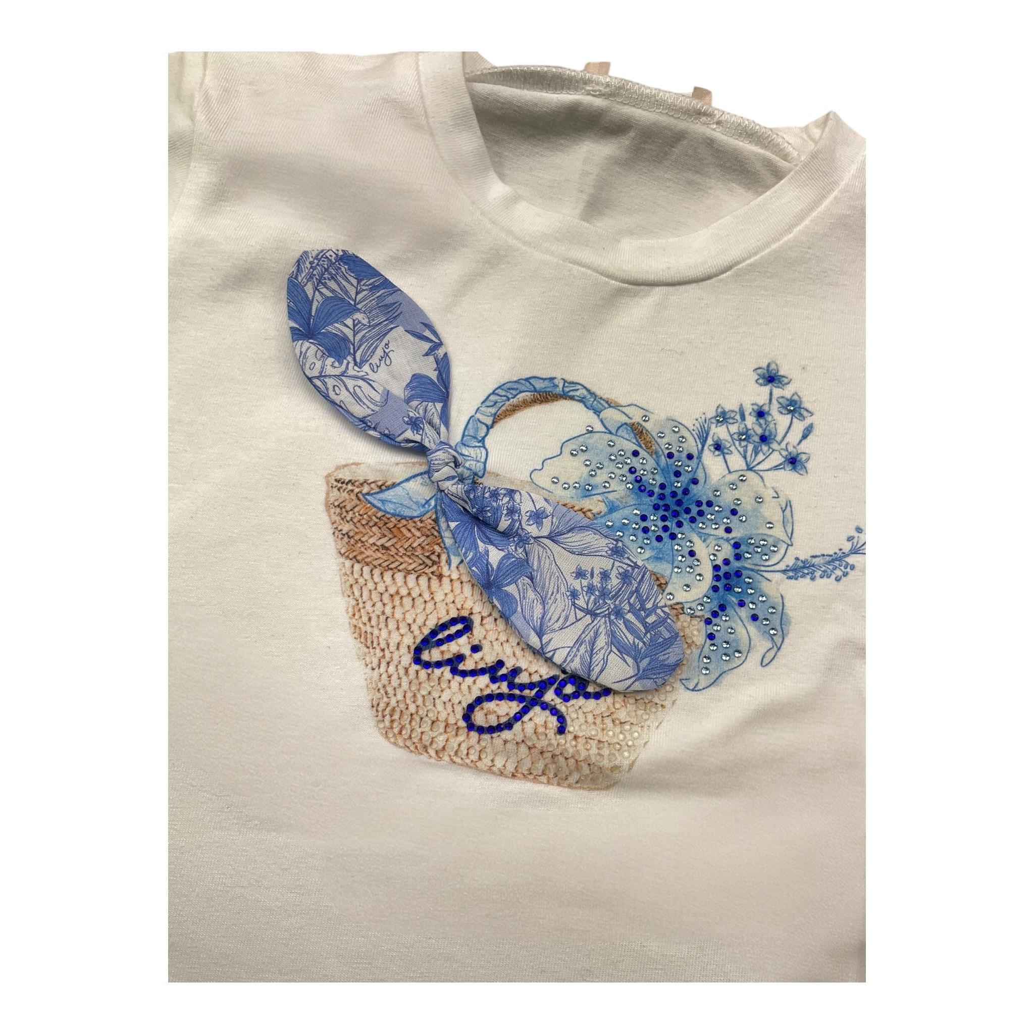 Liu Jo T-Shirt Girocollo Tinta Unita con Brillantini per Bambina KA4142 BIANCO LIU JO 