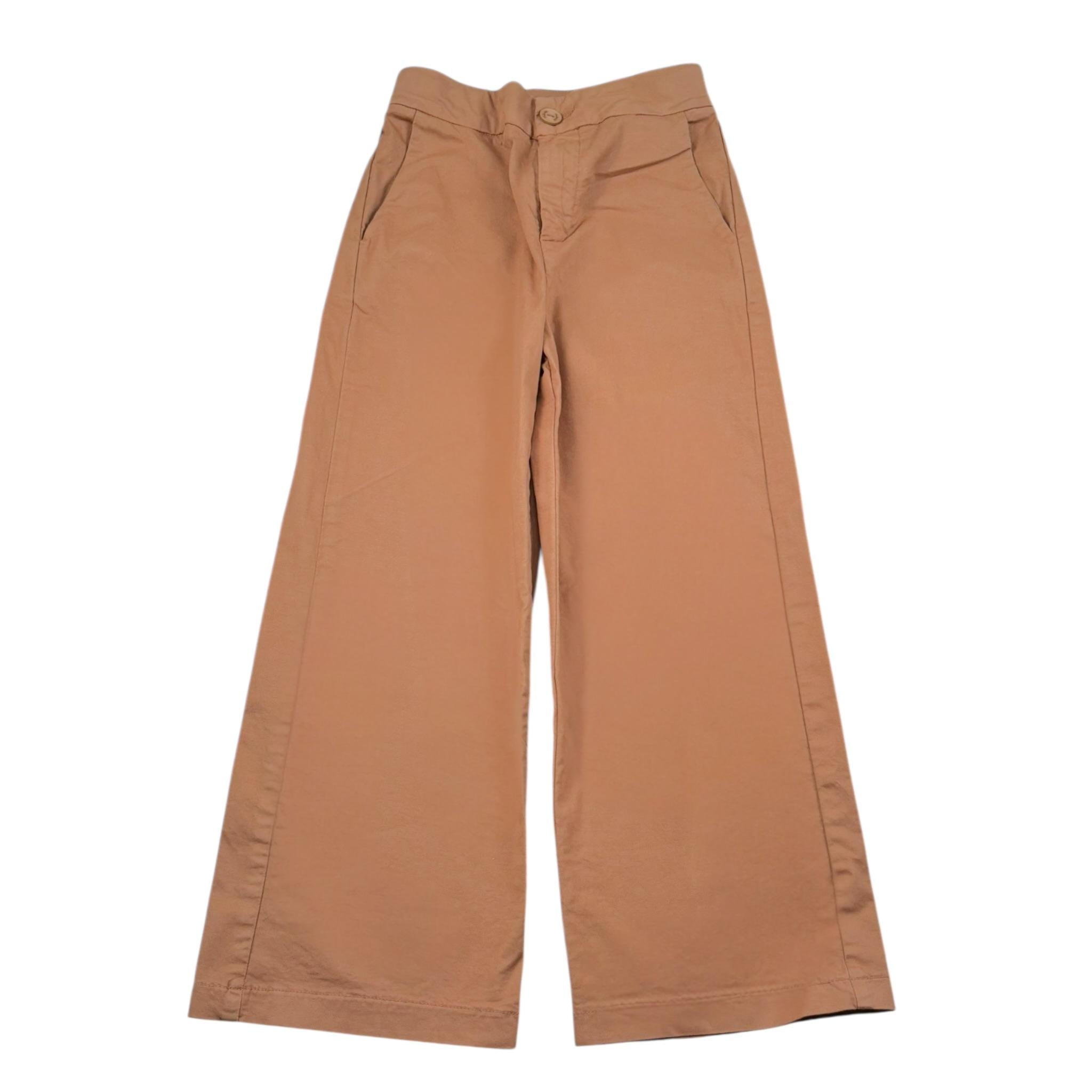 Please Pantalone Tinta Unita A Palazzo per Bambina PH12312G73 MARRONE PLEASE 