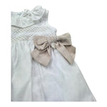 Le Bebe Abito Giromanica Tinta Unita con Fiocchi per Neonata LBG6281 BIANCO LE BEBE 