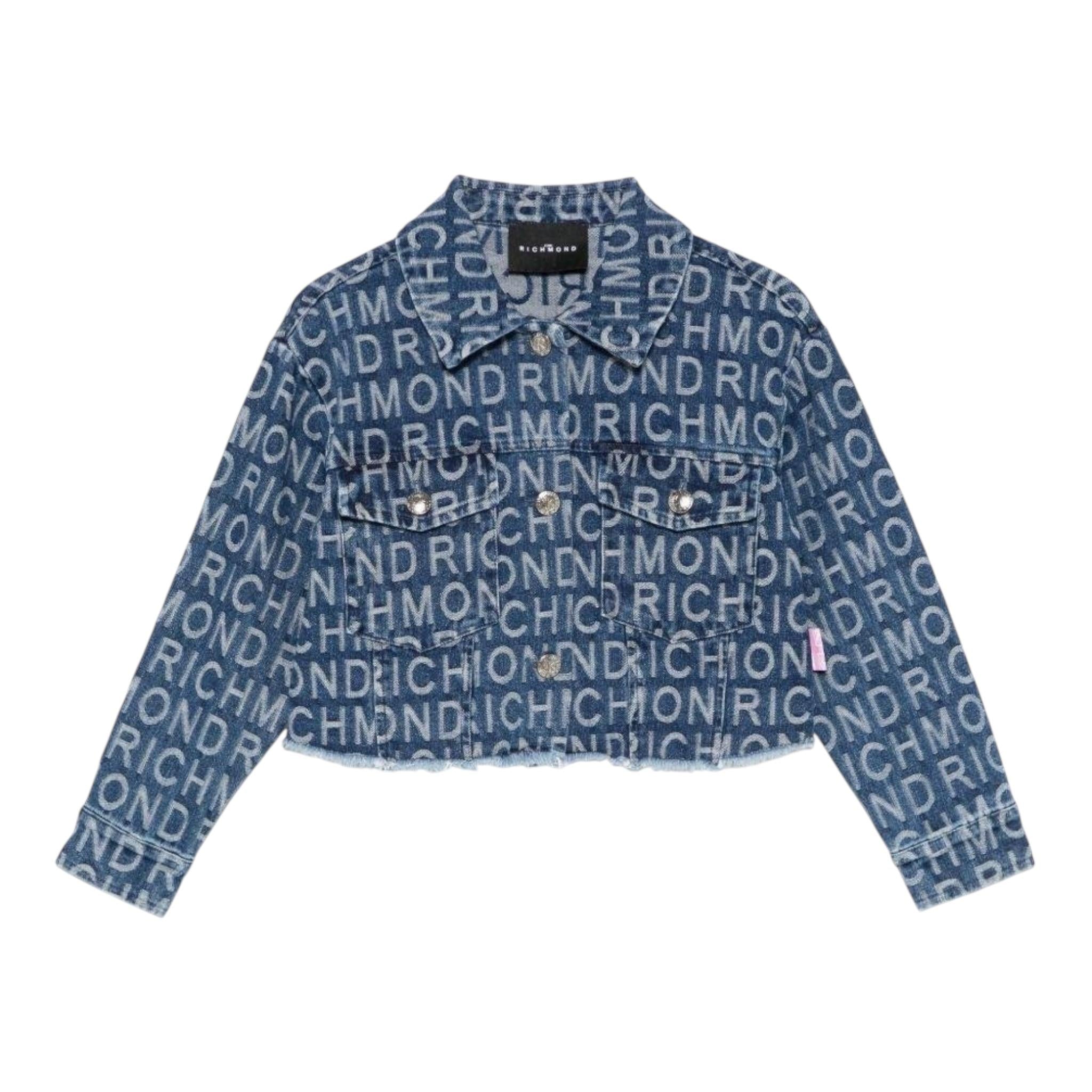 John Richmond Giubbino Crop In Denim Tinta Unita Logato per Bambina RGP25165GB BLU JOHN RICHMOND 