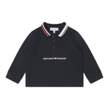 Emporio Armani Polo Manica Lunga Tinta Unita con Logo per Neonato 6DHFJ3 BLU EMPORIO ARMANI 