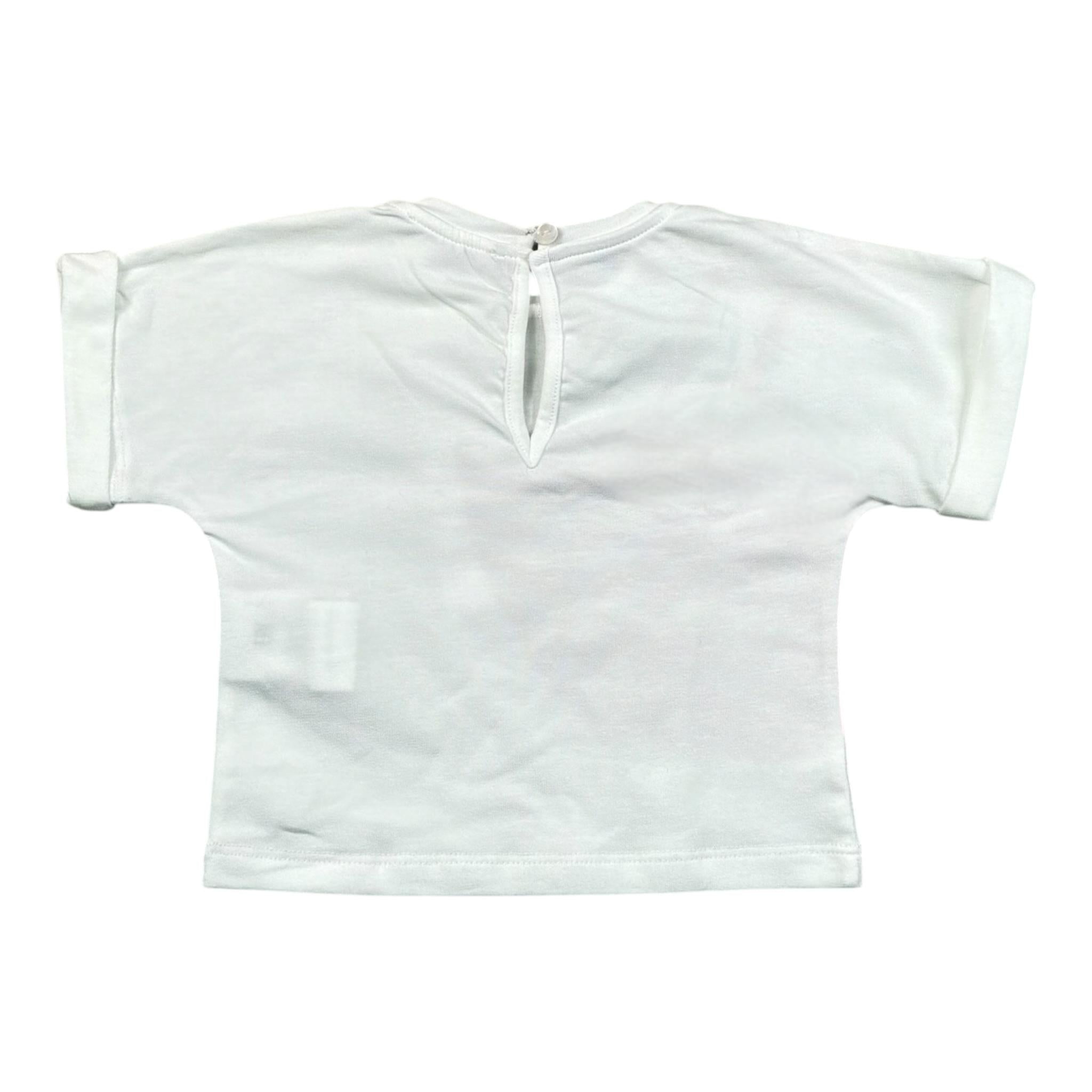 Miss Grant T-Shirt Girocollo tinta unita con Stampa Bianco per Neonata MG1277 BIANCO MISS GRANT 