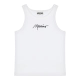 Moschino Canotta Girocollo Tinta Unita con Ricamo Logo per Bambina HDM06 BIANCO MOSCHINO 