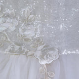 Monnalisa Abito Cerimonia Rinta Unita con Paillettes per Bambina 79390 BIANCO MONNALISA 