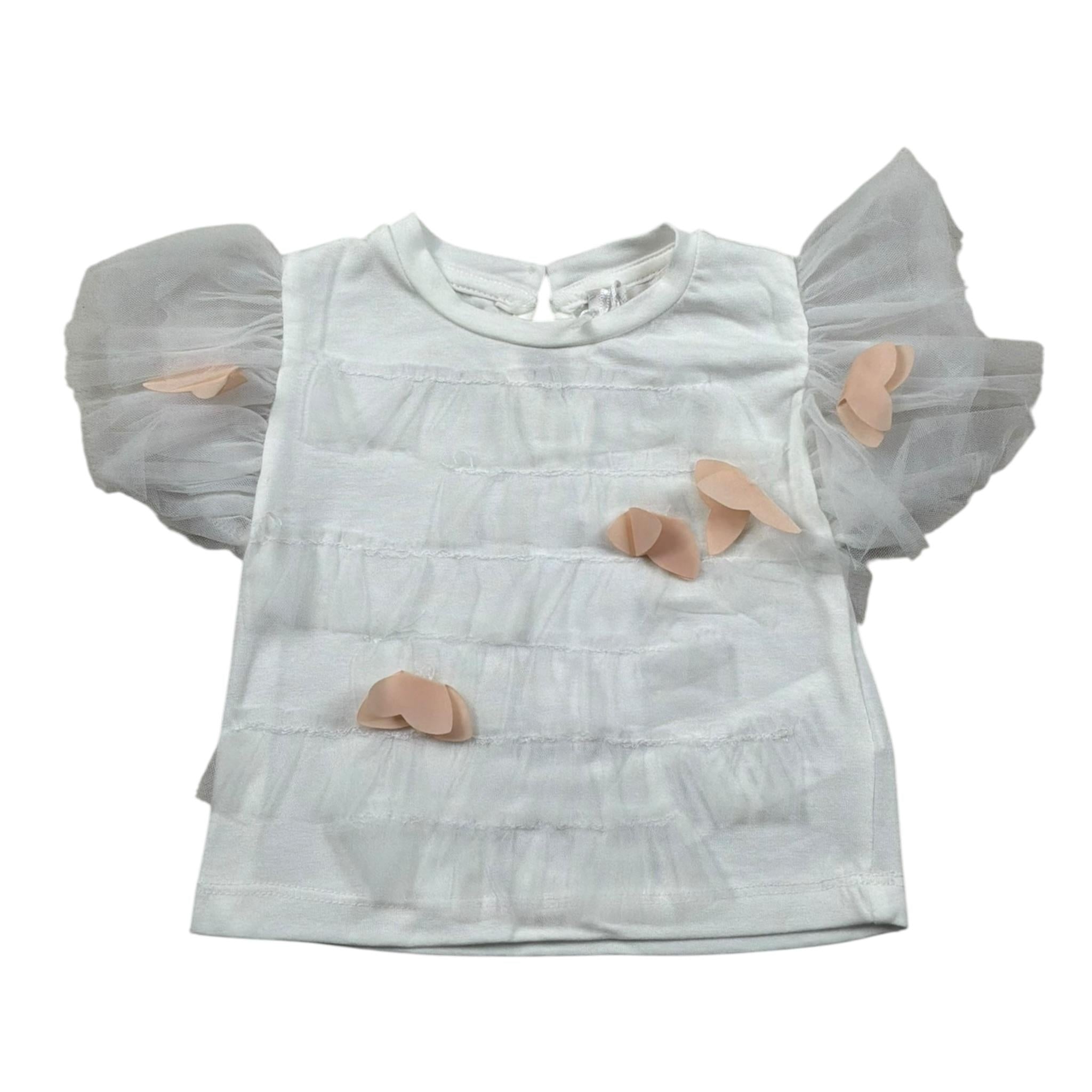 Miss Grant T-Shirt Girocollo Tinta Unita con Applicazioni per Neonata MG1335 BIANCO MISS GRANT 