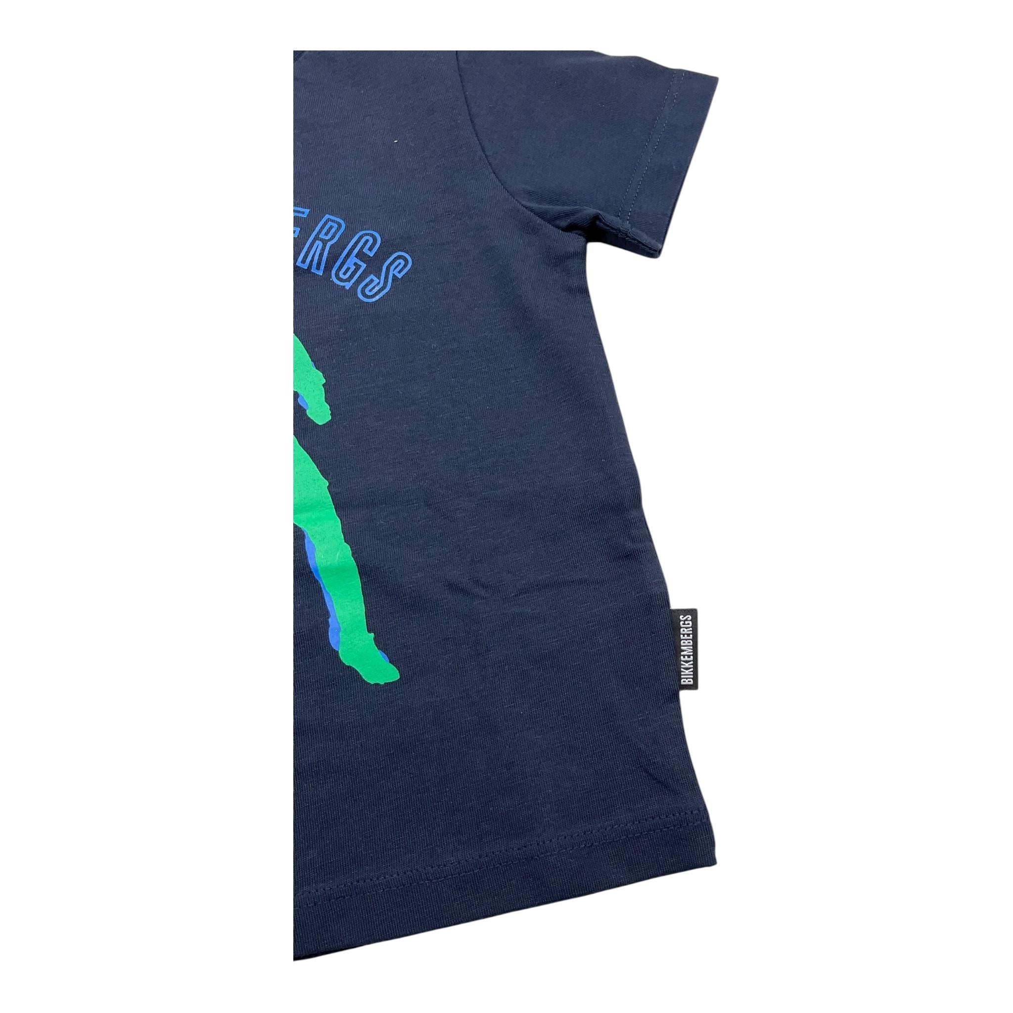 Bikkembergs T-Shirt Girocollo Tinta Unita con Logo per Neonato BK1805 BLU BiKKEMBERGS 