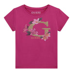 Guess T-Shirt Girocollo Tinta Unita con Stampa per Bambina K5GI08K6YW4X MAGENTA GUESS 