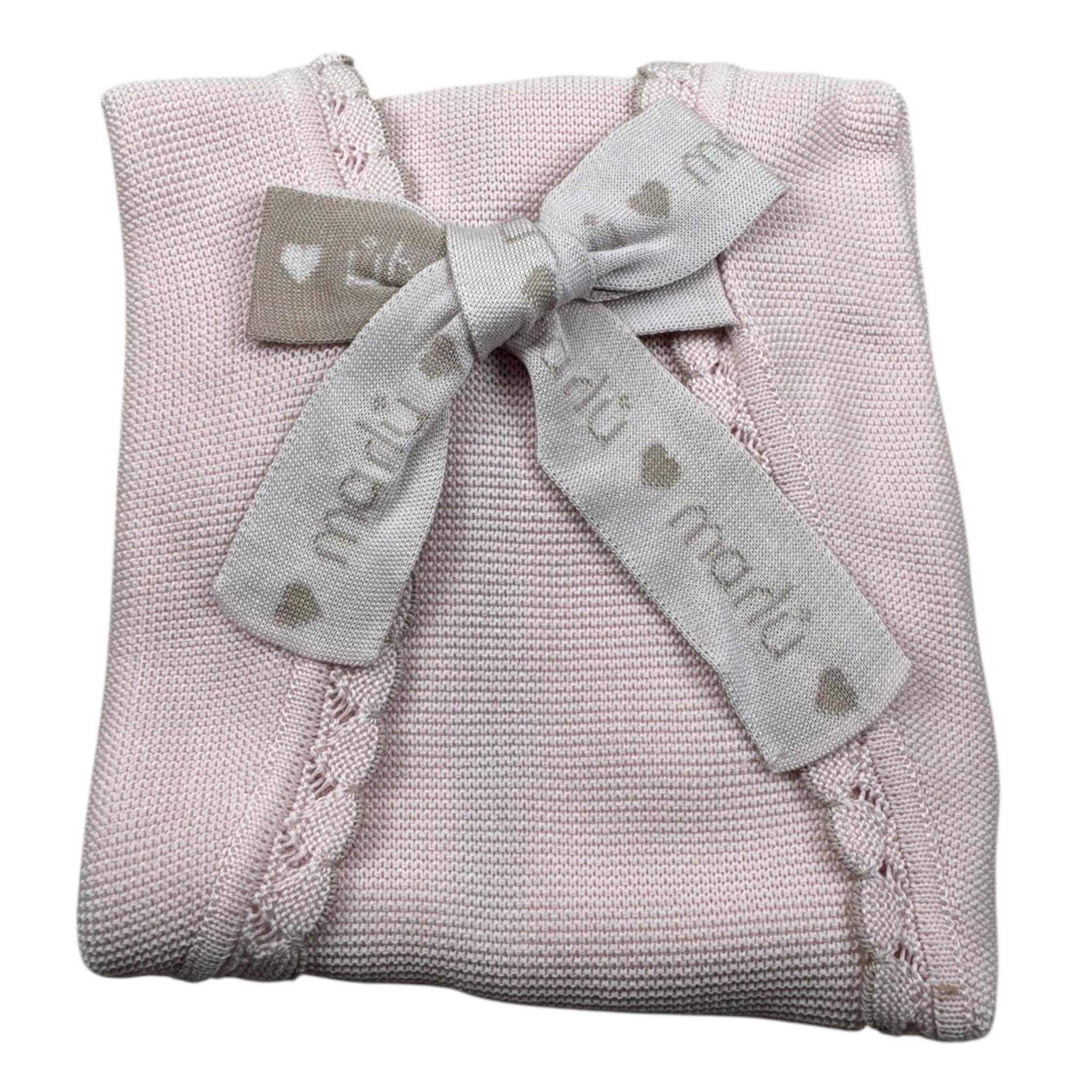 Marlu' Coperta Tinta Unita con Fiocco per Neonata ELCUORE ROSA MARLU' 