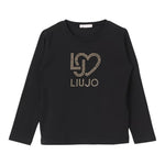 Liu Jo Shirt Tinta Unita Girocollo con Brillantini per Neonata KF4029N NERO LIU JO 