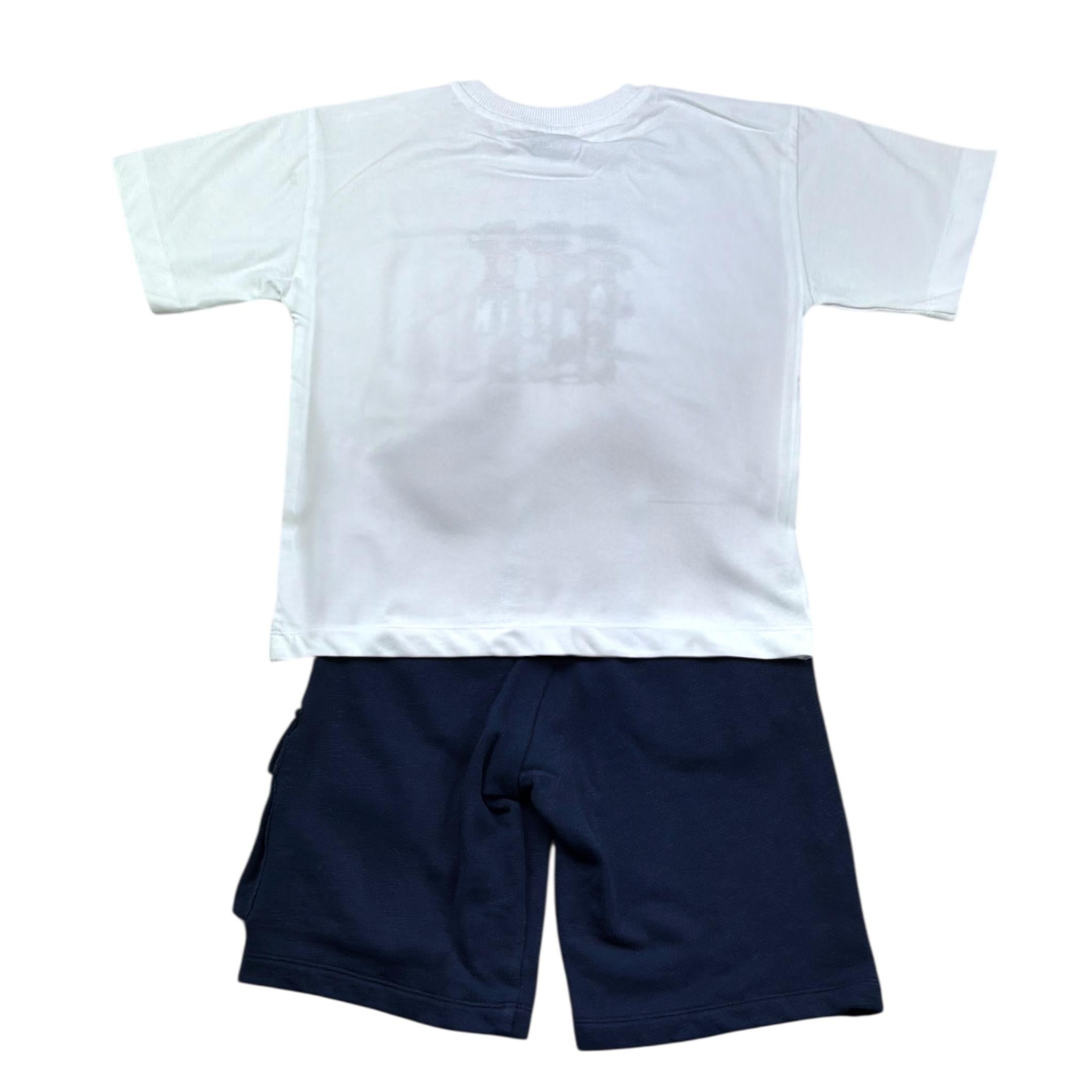 Moschino Completo 2 Pezzi T-Shirt-Bermuda Bicolore per Bambino HUG00W BIANCO/BLU MOSCHINO 