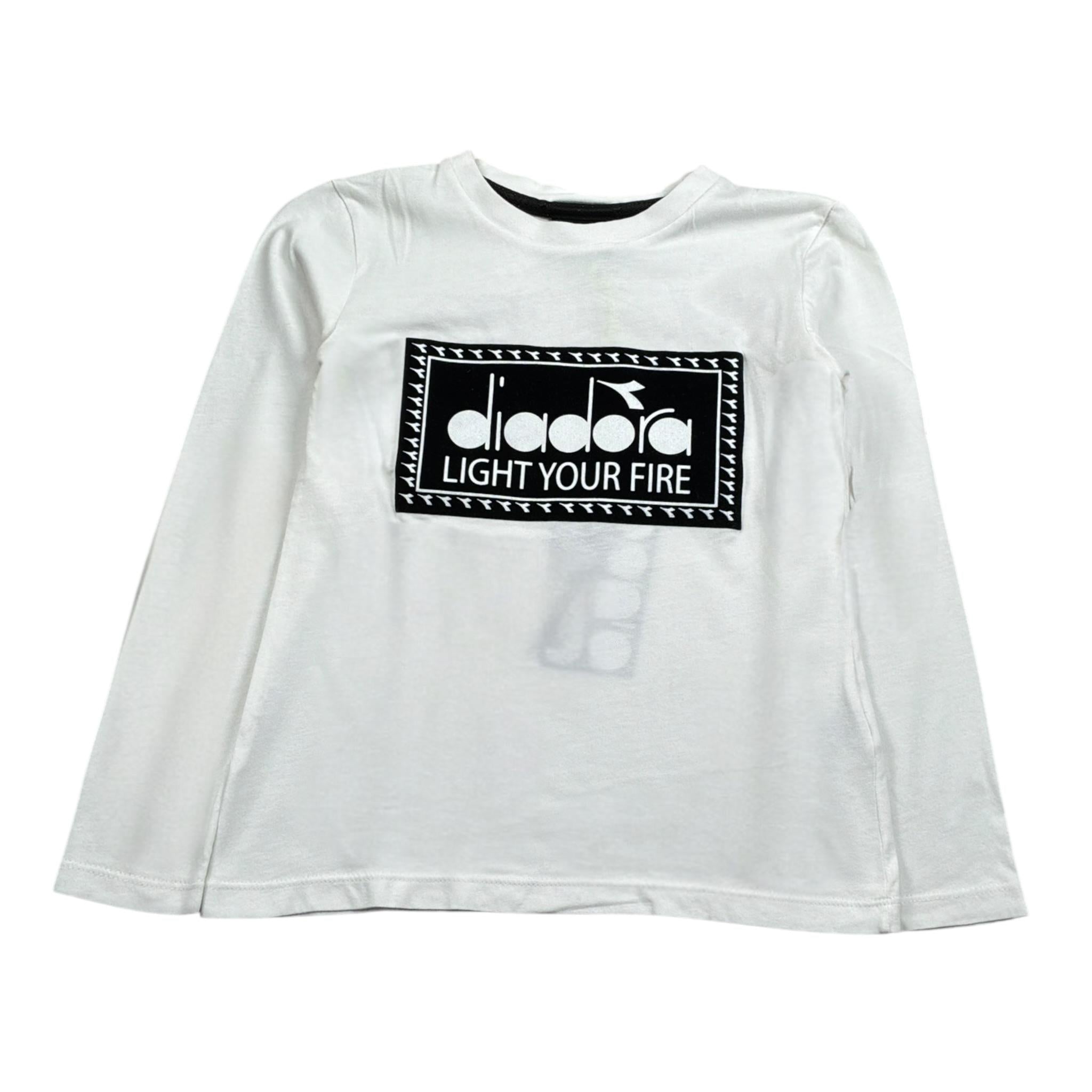 Diadora Shirt tinta unita Girocollo con Stampa Bianco per Bambina 021527 BIANCO DIADORA 