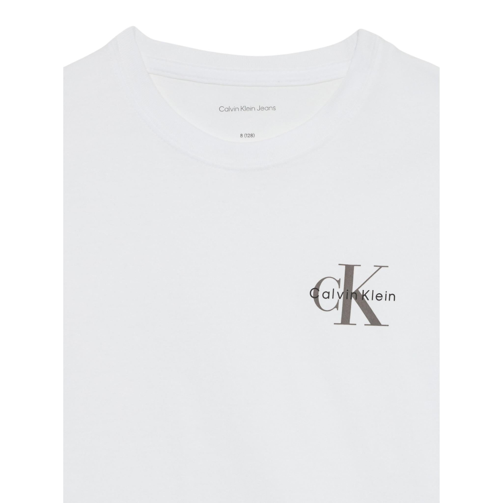Calvin Klein T-Shirt Girocollo Tinta Unita con Stampa per Bambino IU0IU00624 BIANCO CALVIN KLEIN 