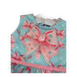 Daga Collection Abito Giromanica Tinta Unita con Stampa Fiocchi per Neonata M10061 AZZURRO DAGA COLLECTION 