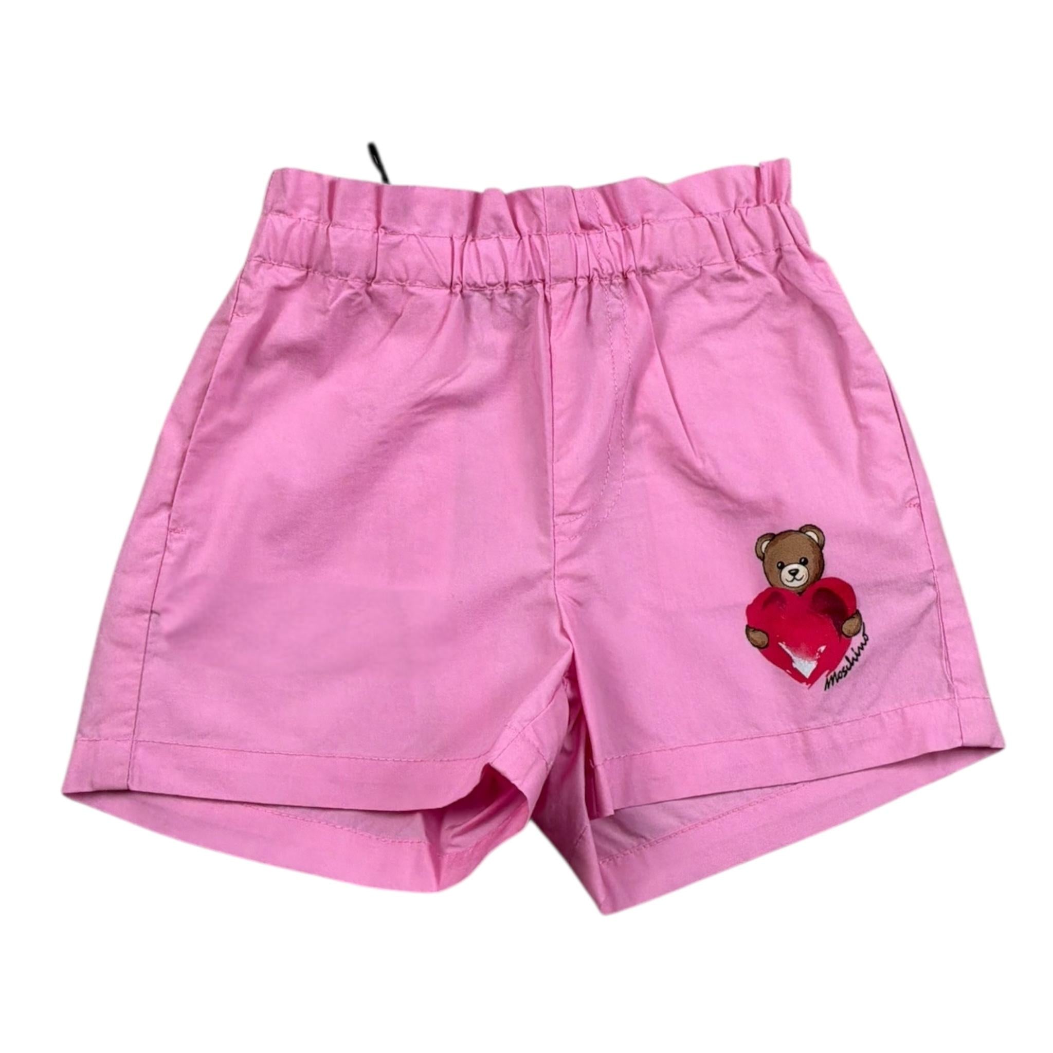 Moschino Short Tinta Unita con Elastico In Vita per Neonata MDQ00F ROSA MOSCHINO 