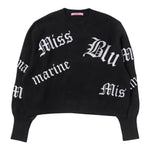 MISS BLUMARINE maglia tinta unita con stampa  Nero per Bambina IF3053 NERO MISS BLUMARINE 