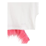 Liu Jo T-Shirt Girocollo Tinta Unita con Stampa E Piume per Bambina GA5169 BIANCO LIU JO 