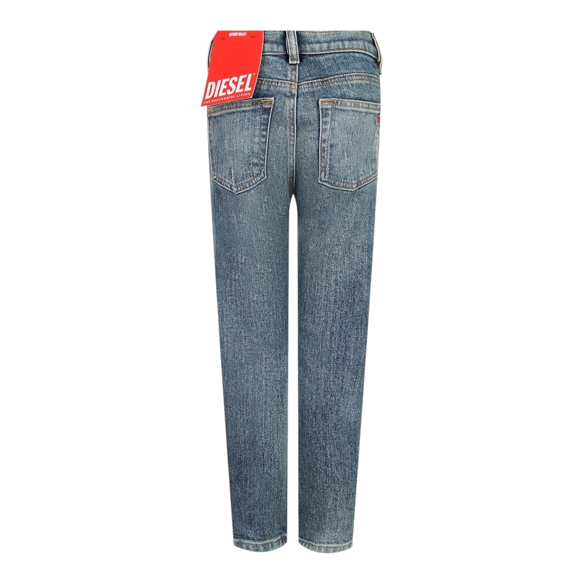 Diesel Jeans tinta unita con Girovita Regolabile Azzurro per Bambino J00809KXBKK AZZURRO DIESEL 