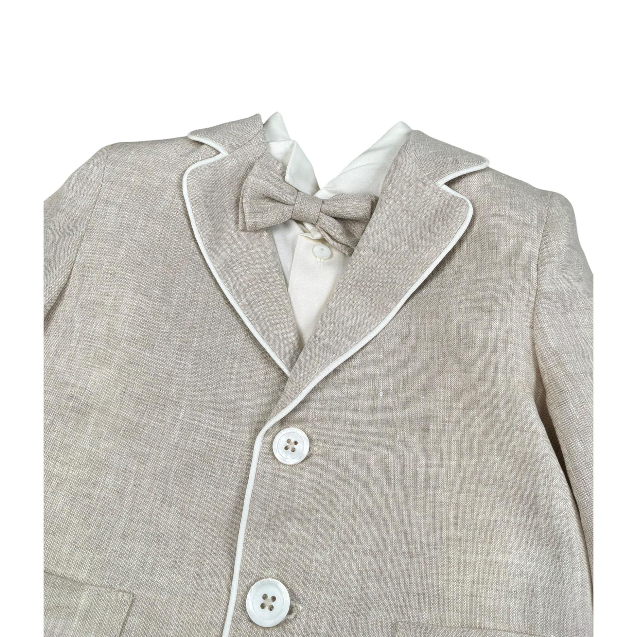Pure Firenze Completo 4 Pezzi Camicia-Papillon-Giacca-Pantalone Beige per Neonato 7231 BEIGE PURE FIRENZE 