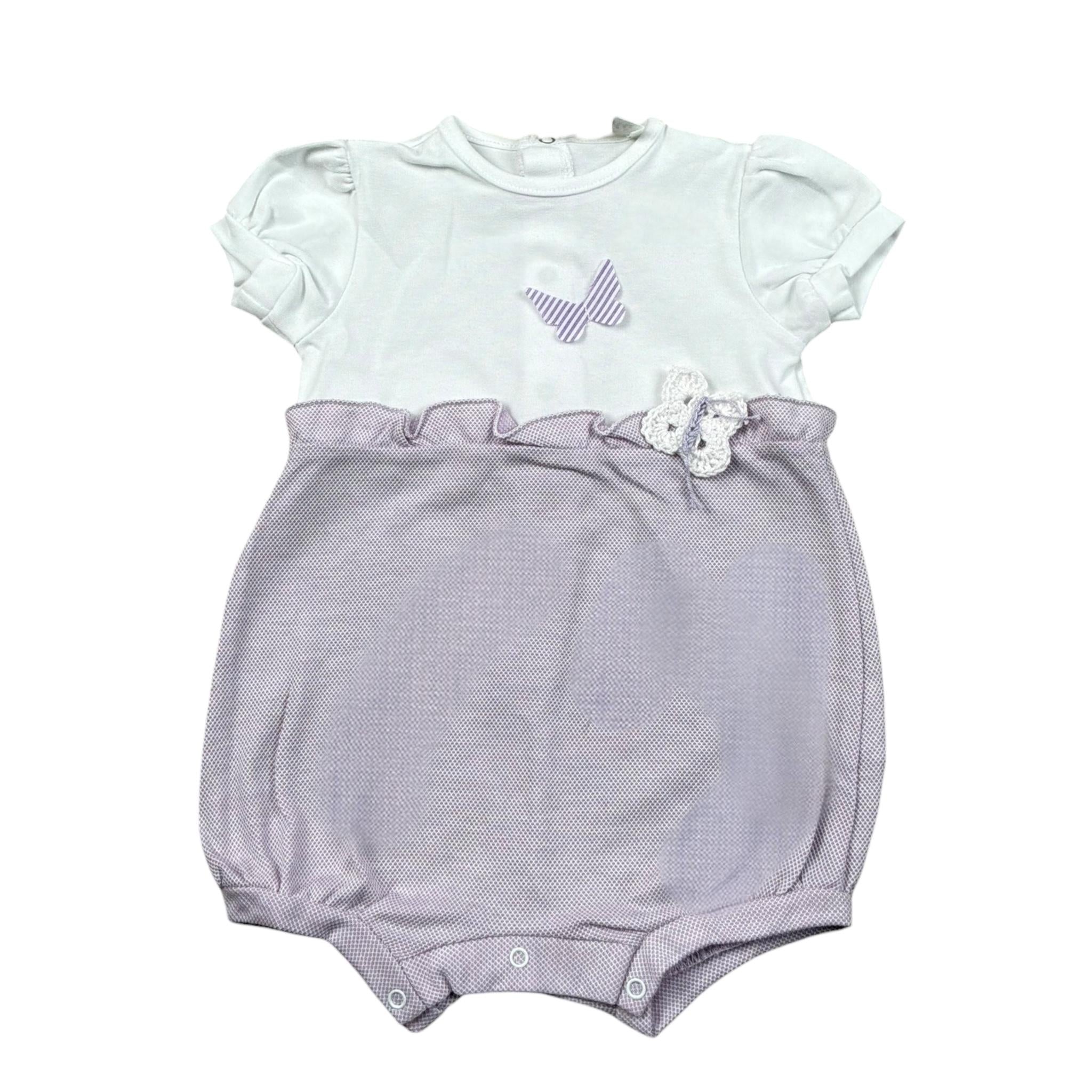 Lalalu' Pagliaccetto Bicolore Mezza Manica per Neonata PAL13P BIANCO/ROSA LALALU' 