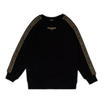 BALMAIN felpa tinta unita girocollo con profili logati Nero per Bambina BT4Q70 NERO BALMAIN 