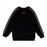 BALMAIN felpa tinta unita girocollo con profili logati Nero per Bambina BT4Q70 NERO BALMAIN 