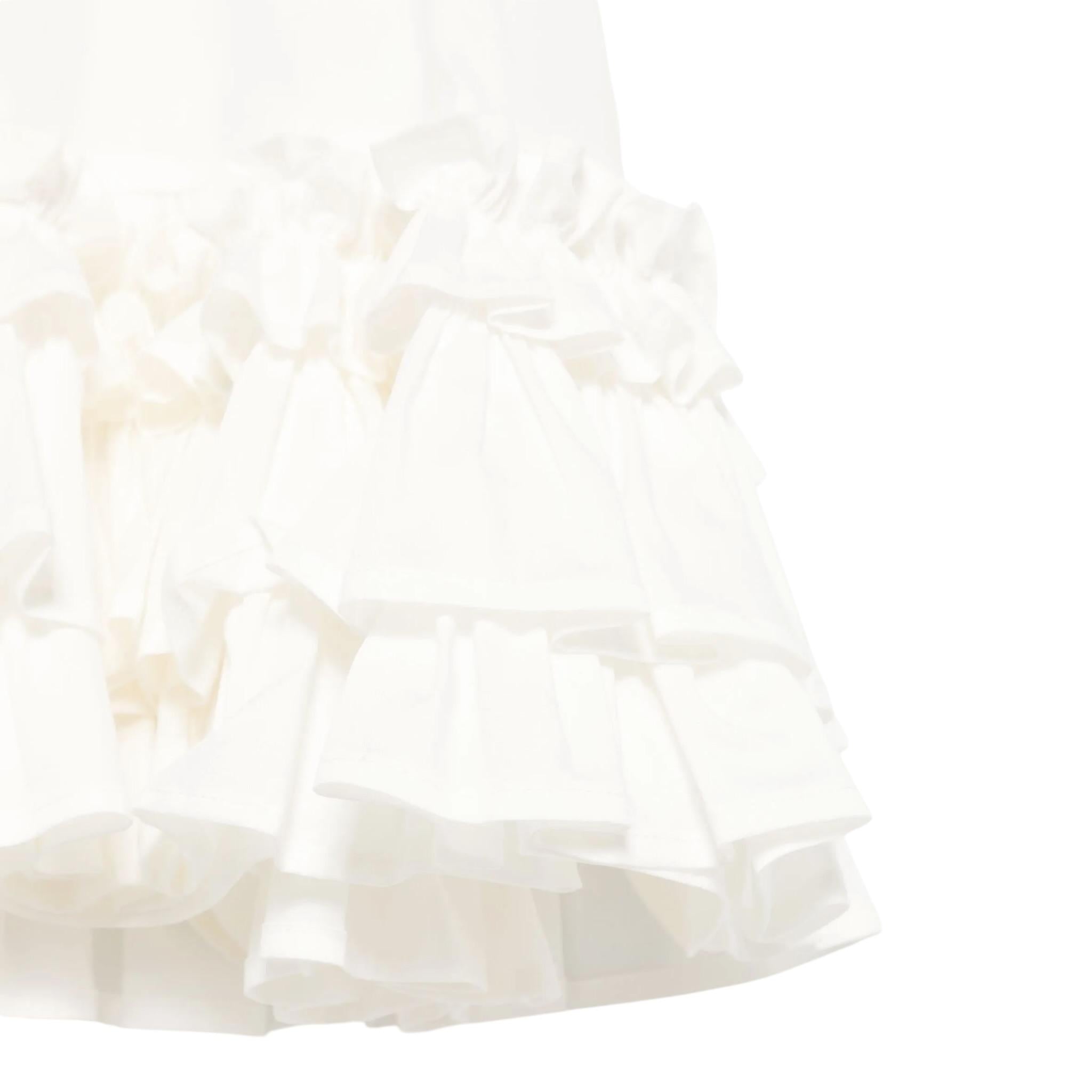 Dou Dou Abito Tinta Unita Mezza Manica con Balze per Bambina DW1A61X BIANCO DOU DOU 