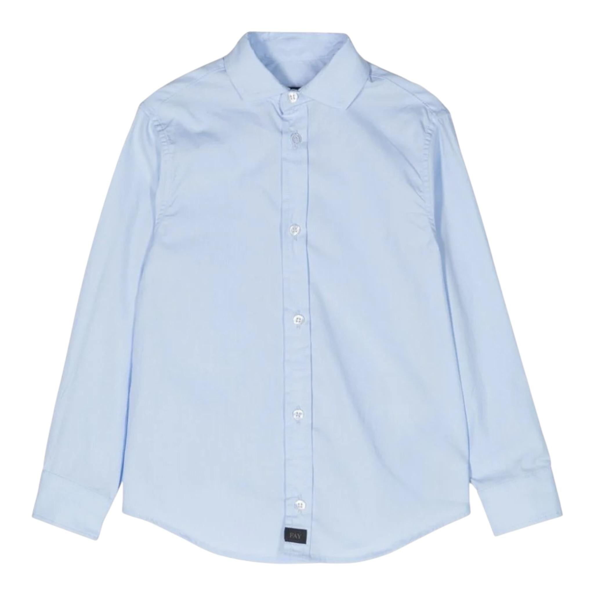 Fay Camicia Tinta Unita Manica Lunga per Bambino FU5P40 AZZURRO FAY 