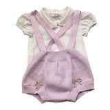 I Delfi Completo 2 Pezzi Camicia-Salopettes Bicolore per Neonata 25P5010 BIANCO/LILLA I DELFI 