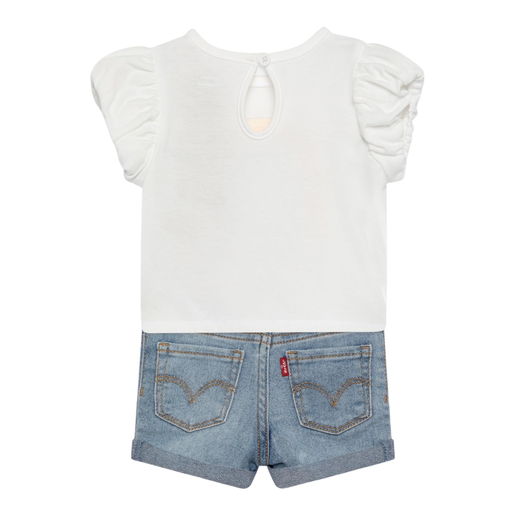 Levi'S Completo 2 Pezzi T-Shirt-Short In Denim per Neonata 1EH076 BIANCO LEVI'S 