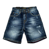 Patriot Bermuda In Denim Tinta Unita con Strappi per Bambino PBC1409 BLU PATRIOT 