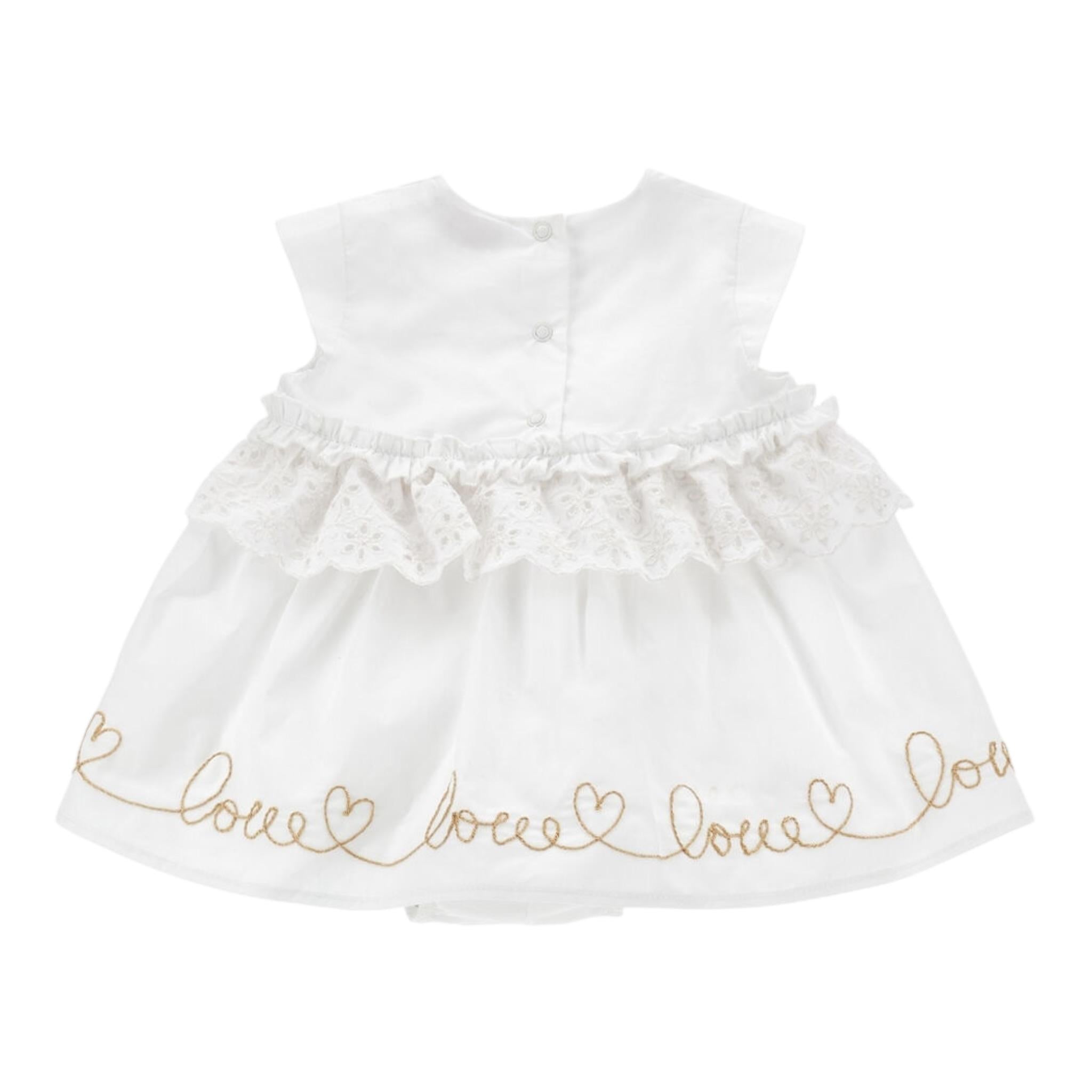 Monnalisa Pagliaccetto Tinta Unita con Stampa per Neonata 35E208 BIANCO MONNALISA 