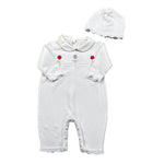 Le Coconne Set Tutina-Cappello Tinta Unita con Ricami per Neonata LCN2473 BIANCO LE COCONNE 